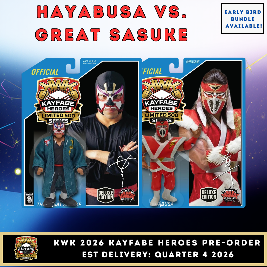 ***PRE-ORDER*** KWK 2026 Kayfabe Heroes The Great Sasuke vs. Hayabusa Bundles