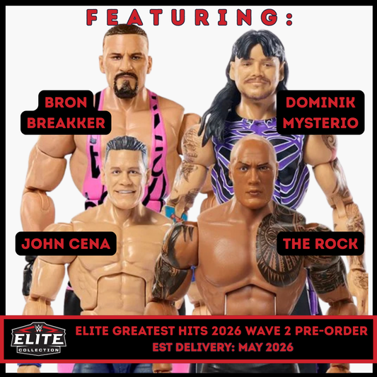 ***PRE-ORDER*** Elite Greatest Hits 2026 Wave 2 - Set of 4 (Bron Breakker, Dominik Mysterio, John Cena, & The Rock)
