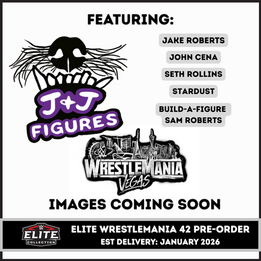 ***PRE-ORDER*** Elite Wrestlemania 42 - Set of 5 (Jake Roberts, John Cena, Seth Rollins, Stardust & Build A Figure Sam Roberts)