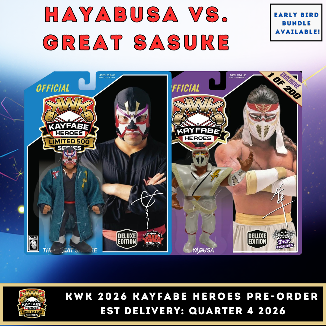 ***PRE-ORDER*** KWK 2026 Kayfabe Heroes The Great Sasuke vs. Hayabusa Bundles