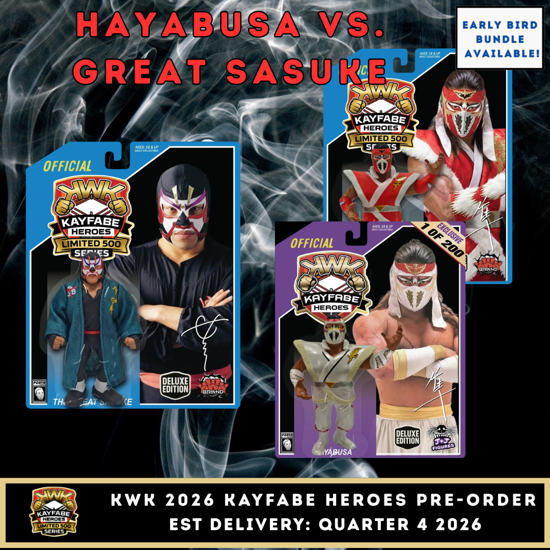 ***PRE-ORDER*** KWK 2026 Kayfabe Heroes The Great Sasuke vs. Hayabusa Bundles