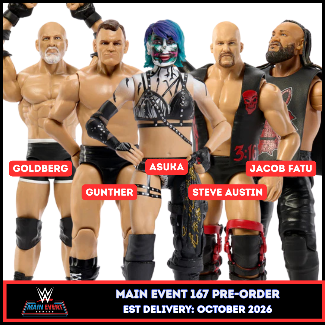 ***PRE-ORDER*** Main Event 167 - Set of 5 (Asuka, Goldberg, GUNTHER, Jacob Fatu & 'Stone Cold' Steve Austin)