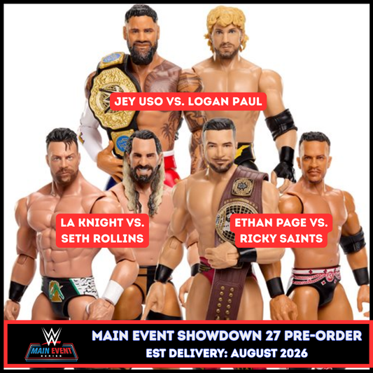 ***PRE-ORDER*** Main Event Showdown 27 - Set of 3 (Ethan Page vs. Ricky Saints, Jey Uso vs. Logan Paul, & Seth Rollins vs. LA Knight)