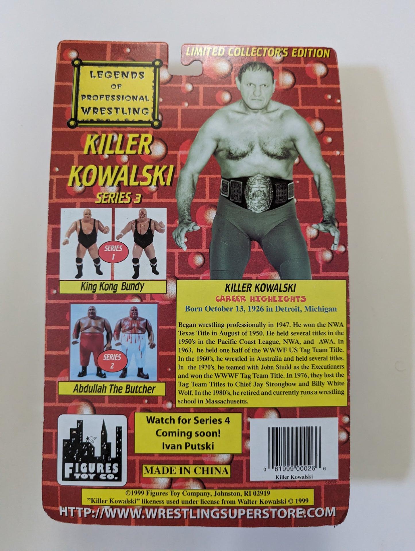 FTC Legends of Professional Wrestling 3 Killer Kowalski *BLOODY*