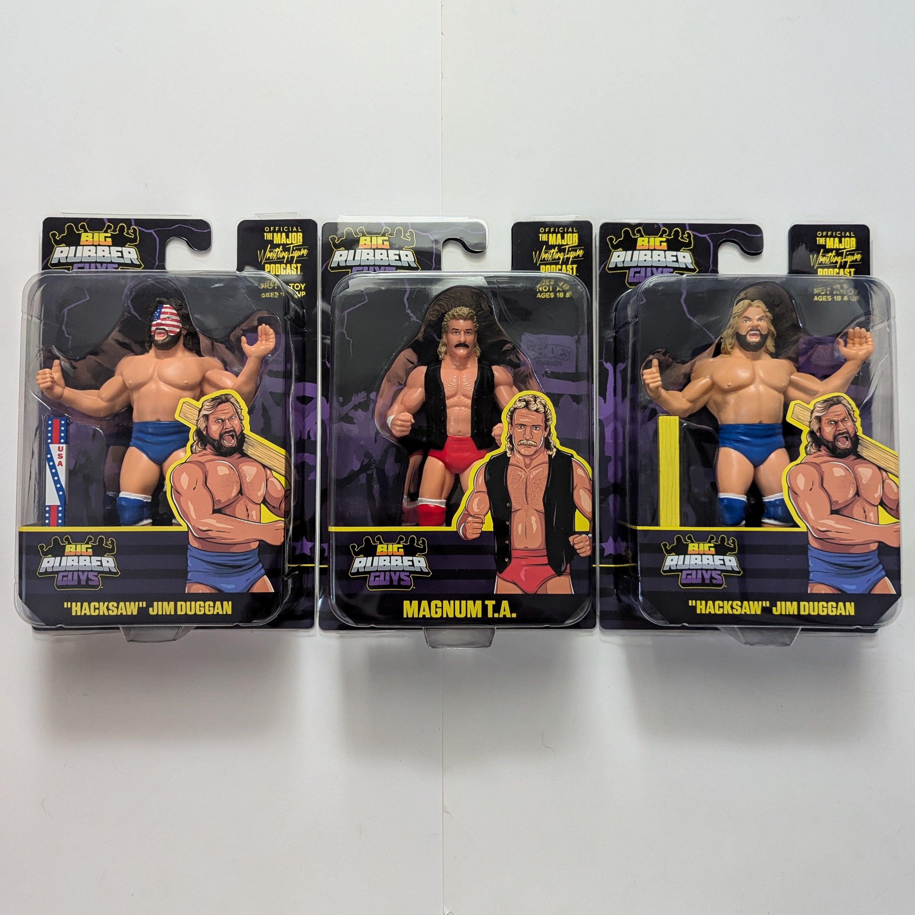 Major Wrestling Figure Podcast Big Rubber Guys 6 Bundle of 3 ('Hacksaw' Jim  Duggan Standard & USA + Magnum TA)