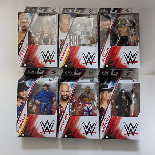 Elite 111 - Set of 6 Bundle (Cody Rhodes, Finn Balor, Ricochet, The Sandman, Tony D'Angelo & Trish Stratus)