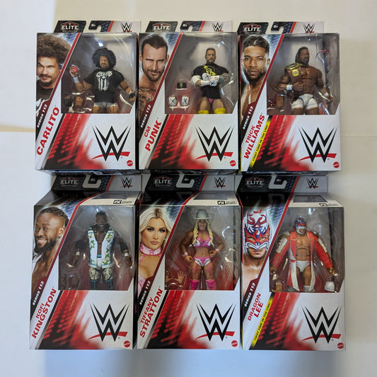 Elite 113 - Set of 6 Bundle (Carlito, CM Punk, Dragon Lee, Kofi Kingston, Tiffany Stratton, & Trick Williams)