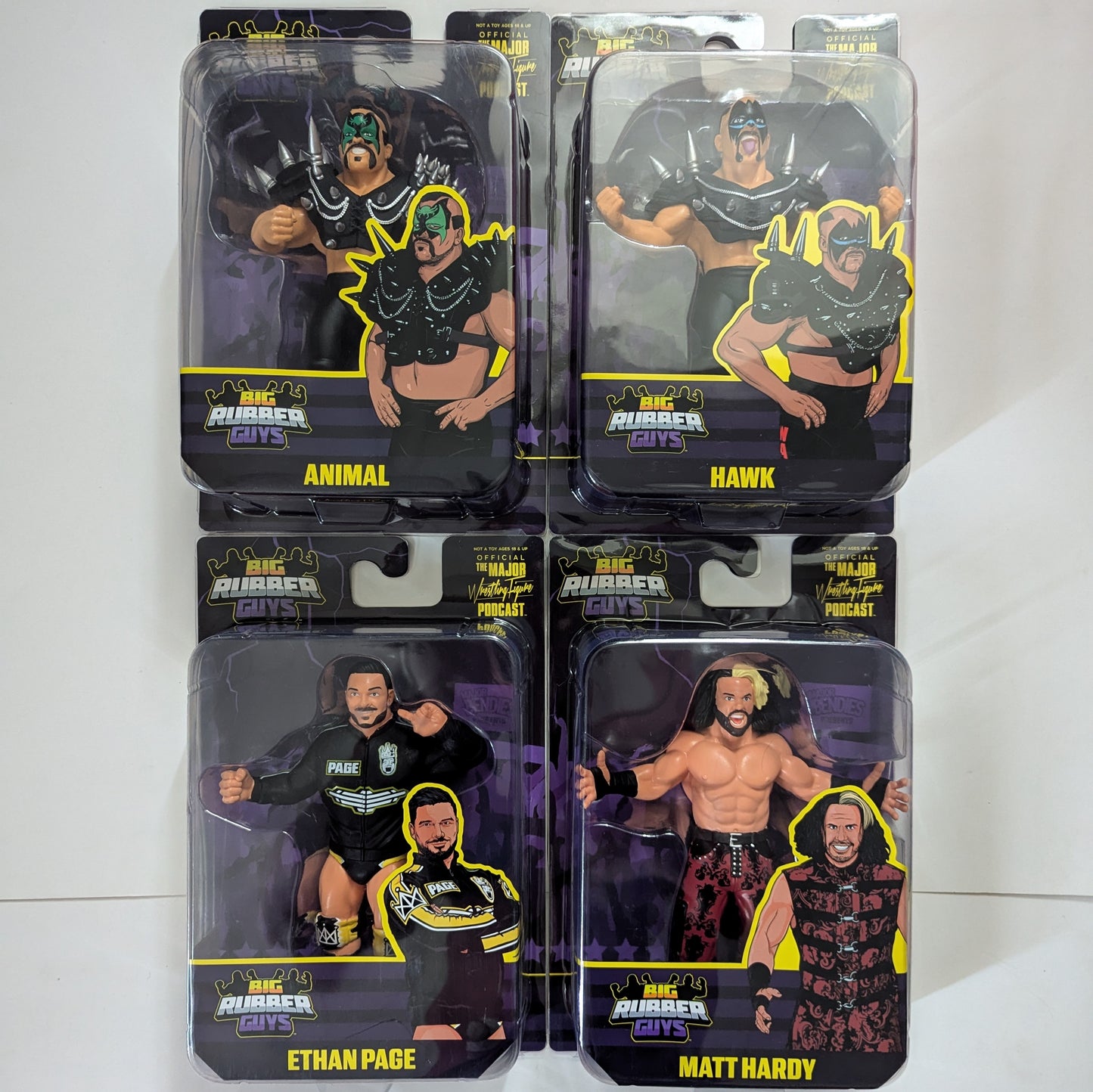 Major Wrestling Figure Podcast Big Rubber Guys 8 Bundle of 4 (Ethan Page, Matt Hardy, & The Road Warriors [Animal & Hawk])