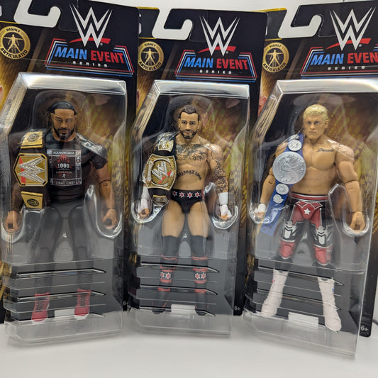 Main Event Champions Wave 4 - Set of 3 (CM Punk, Cody Rhodes, & Roman Reigns)