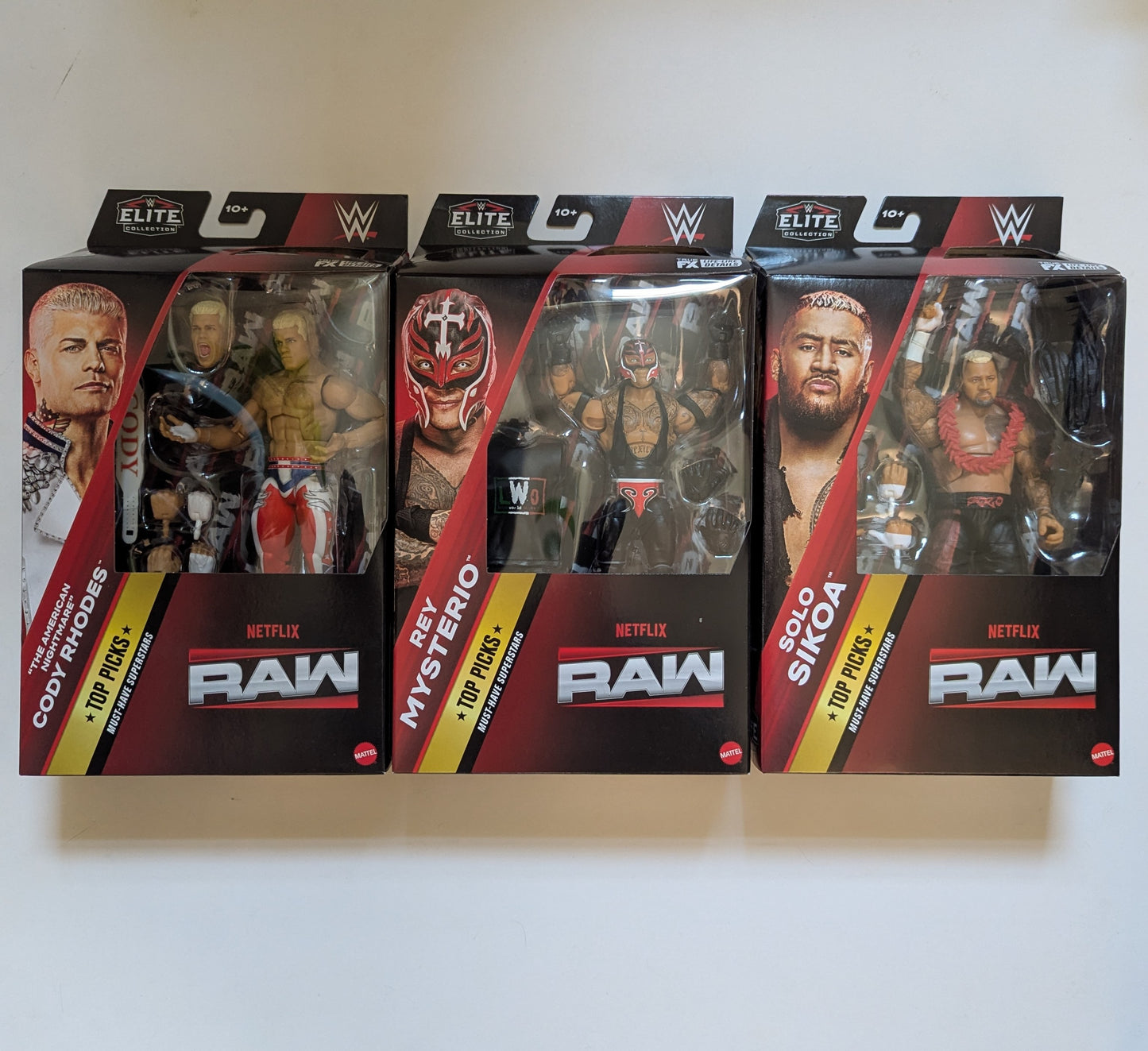 Elite Top Picks 2025 Wave 4 - Set of 3 (Cody Rhodes, Rey Mysterio & Solo Sikoa)