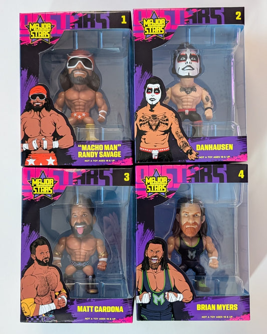 Major Stars 1 - Set of 4 (Brian Myers, Danhausen, Macho Man Randy Savage, & Matt Cardona)