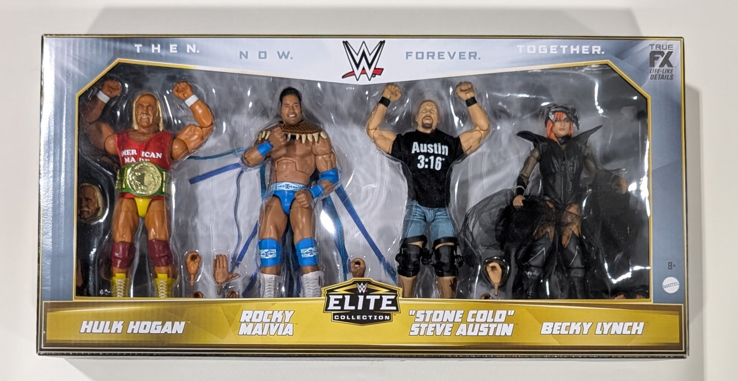 Elite Boxset - Then Now Forever Together 4-Pack: 'Stone Cold' Steve Austin, Becky Lynch, Rocky Maivia (The Rock) and Hulk Hogan