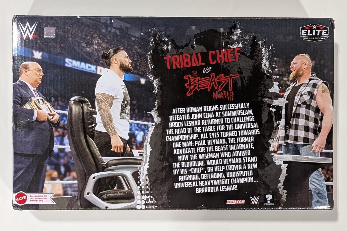 Elite Exclusive 3-Pack Tribal Chief vs. Beast (Roman Reigns, Paul Heyman, & Brock Lesnar)
