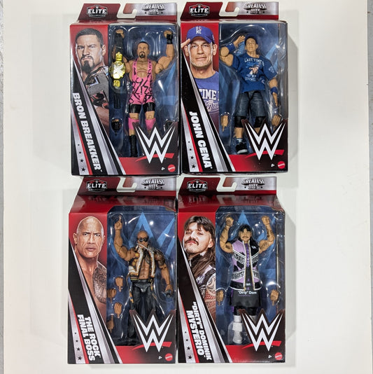 Elite Greatest Hits 2026 Wave 2 - Set of 4 (Bron Breakker, Dominik Mysterio, John Cena, & The Rock)