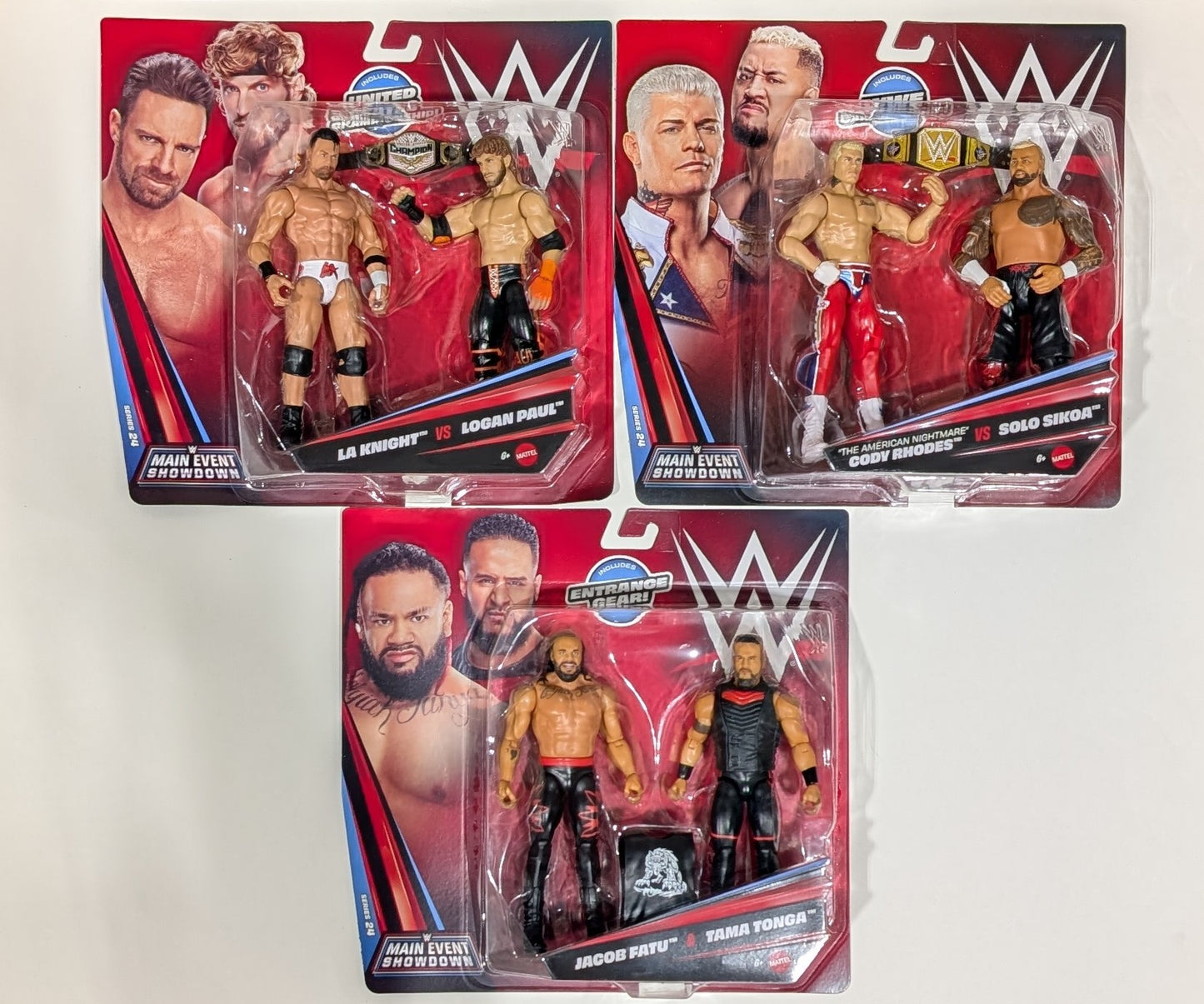 Main Event Showdown 24 - Set of 3 (Cody Rhodes vs. Solo Sikoa, LA Knight vs. Logan Paul, & Tama Tonga & Jacob Fatu)