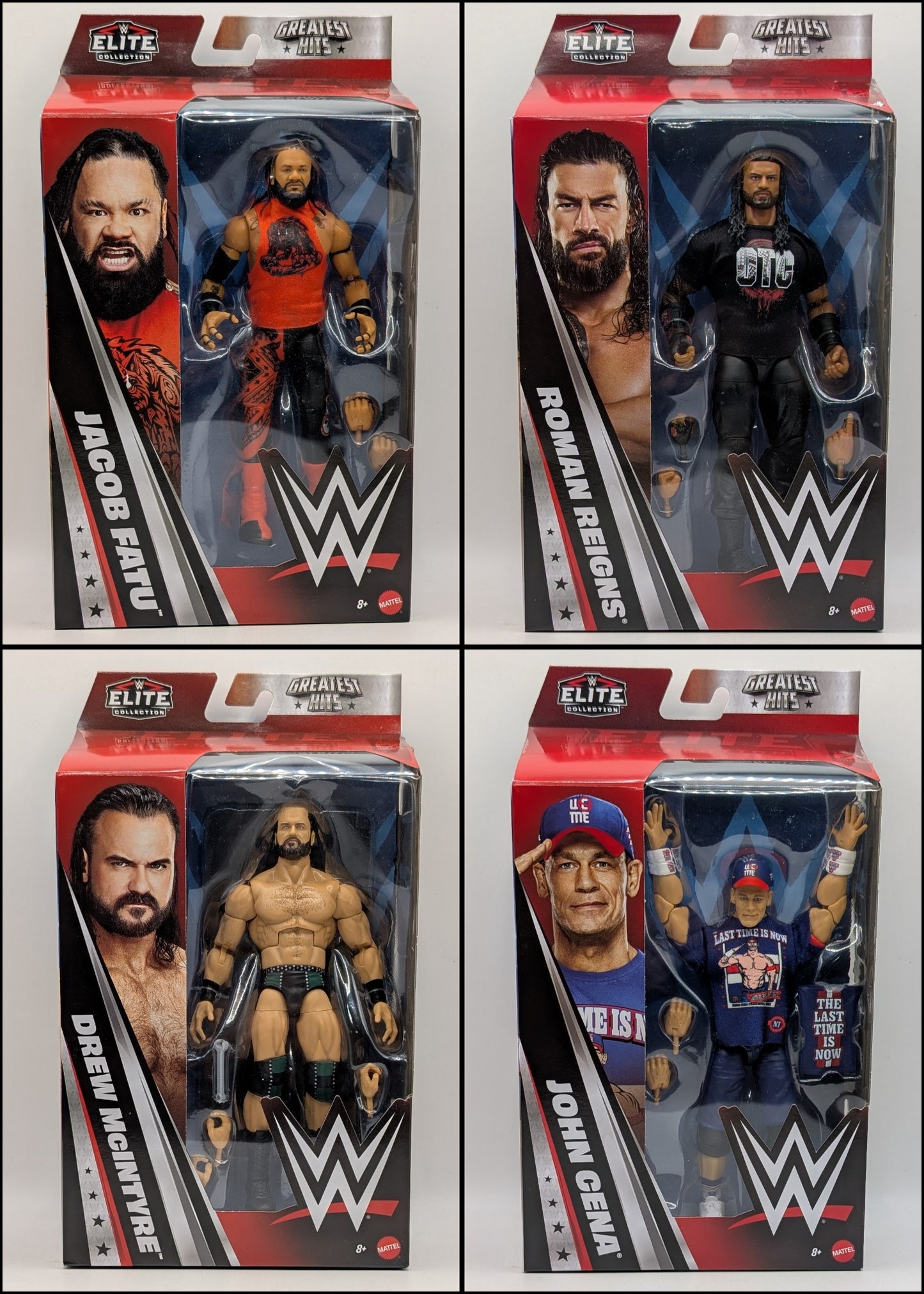 Elite Greatest Hits 2026 Wave 4 - Set of 4 (Drew McIntyre, Jacob Fatu, John Cena, & Roman Reigns)