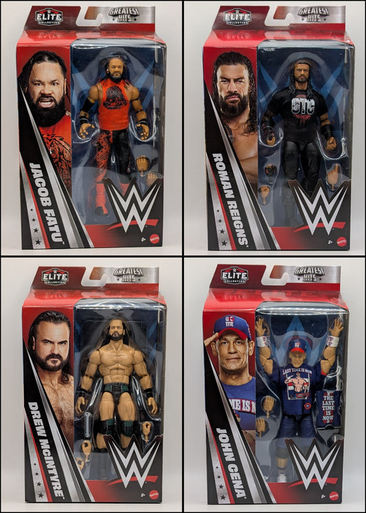 Elite Greatest Hits 2026 Wave 4 - Set of 4 (Drew McIntyre, Jacob Fatu, John Cena, & Roman Reigns)