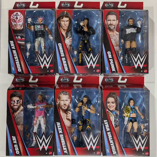 Elite 124 - Set of 6 (Alex Shelley, Chris Sabin, CM Punk, Jey Uso, Lyra Valkyria & Rey Mysterio)