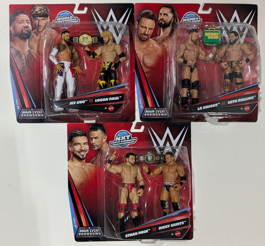 ***PRE-ORDER*** Main Event Showdown 27 - Set of 3 (Ethan Page vs. Ricky Saints, Jey Uso vs. Logan Paul, & Seth Rollins vs. LA Knight)