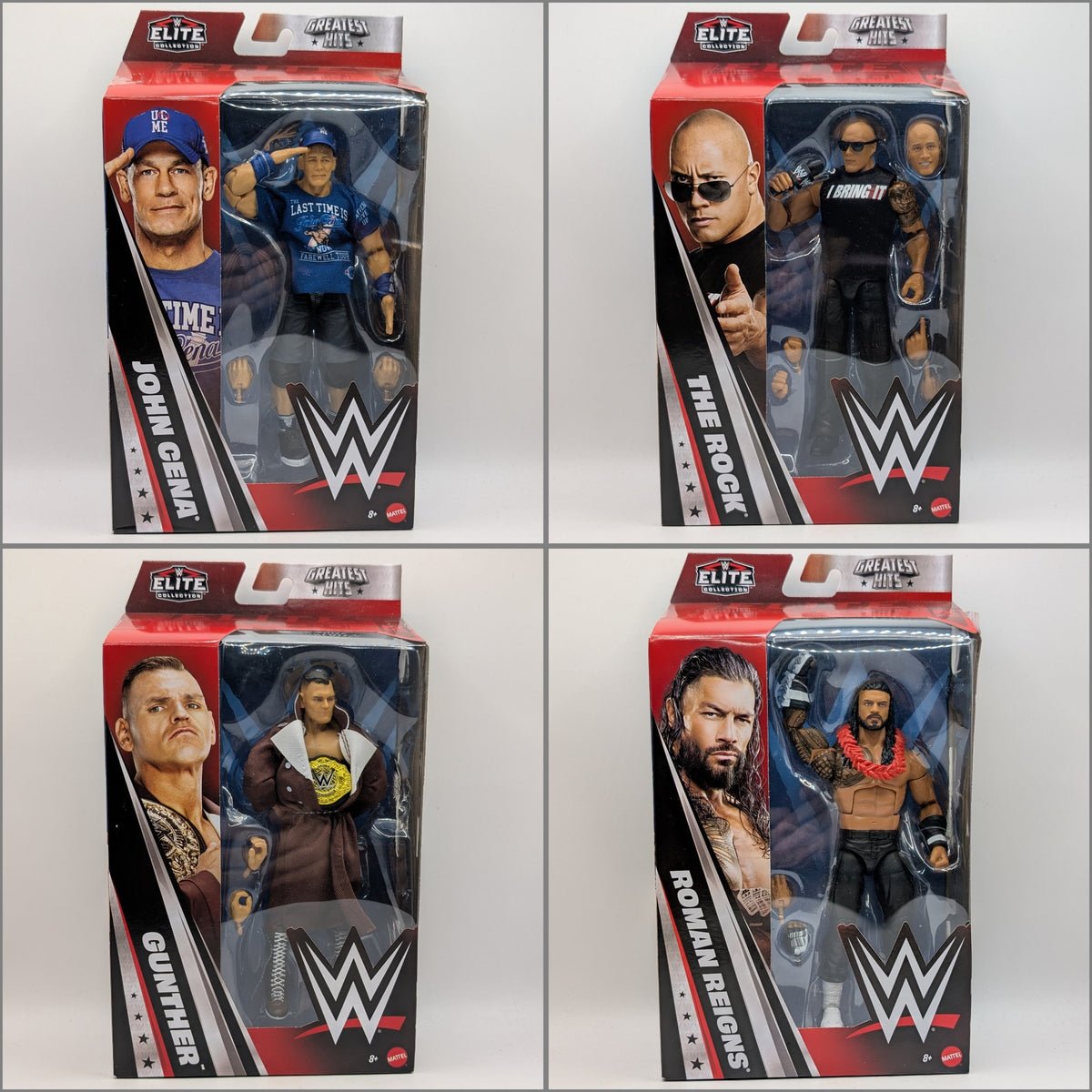 Elite Greatest Hits 2026 Wave 5 Set of 4 (GUNTHER, John Cena, Roman Reigns, & The Rock)